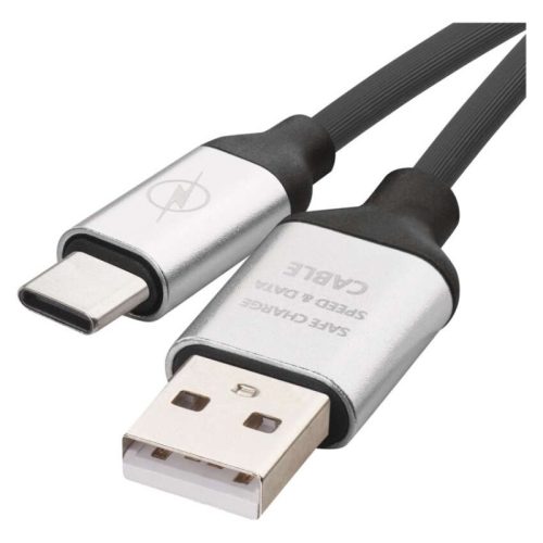 Töltő- és adatkábel USB-A 2.0 / USB-C 2.0, 1 m, fekete (SM7025BL)