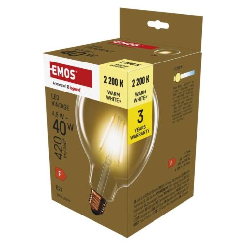 Emos Z58032 40 W / 420 lm / Meleg fehér  LED izzó Vintage G125 / E27 / 4,5 W 