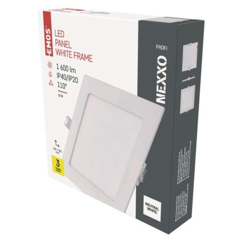 Emos ZD2145 NEXXO LED süllyesztett lámpatest, négyszög, 22.5cm, 18/100W, 1500 lm, IP20, természetes fehér