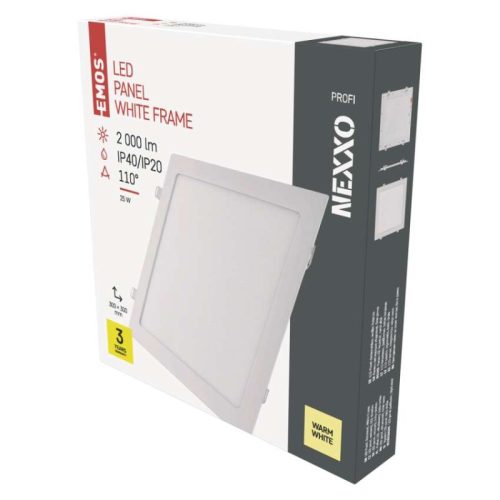 Emos ZD2154 NEXXO LED süllyesztett lámpatest, négyszög, 30cm, 24/125W, 2000 lm, IP20, meleg fehér
