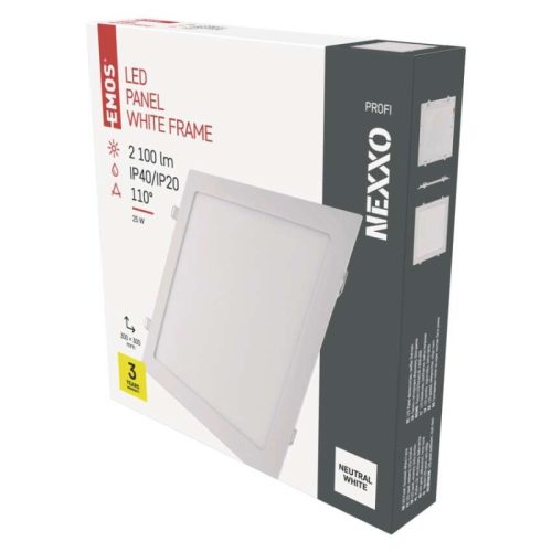 Emos ZD2155 NEXXO LED süllyesztett lámpatest, négyszög, 30cm, 25/125W, 2100 lm, IP20, természetes fehér