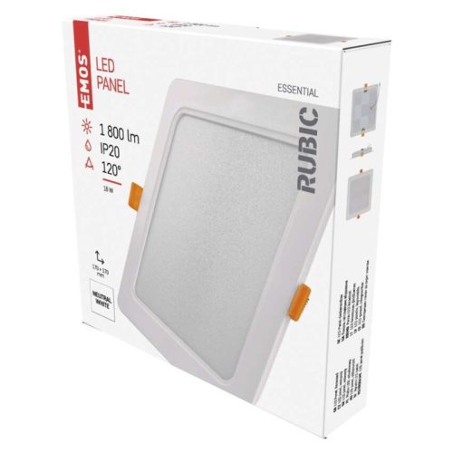 Emos ZD2442 RUBIC LED süllyesztett lámpatest, négyszög, 17cm, 18/110W, 1800 lm, IP20, természetes fehér
