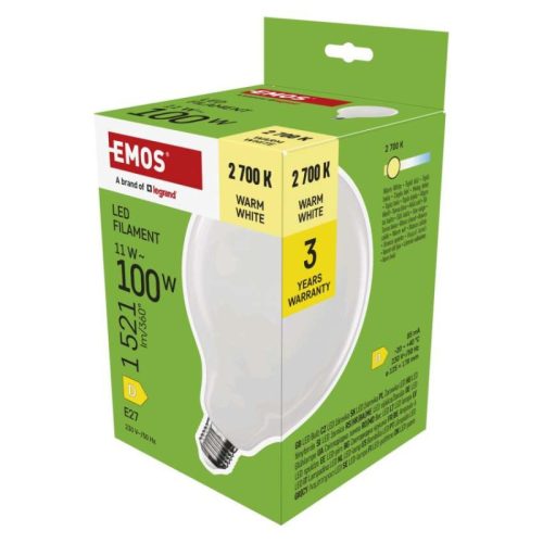 Emos ZF2D62 100 W / 1521 lm / Meleg fehér  LED izzó Filament G125 / E27 / 11 W 