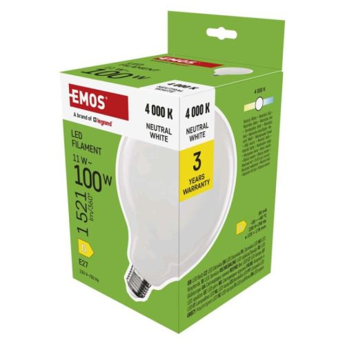 Emos ZF2D63 100 W / 1521 lm / Természetes fehér  LED izzó Filament G125 / E27 / 11 W 