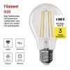Emos ZF5254D 75 W / 1 055 lm / természetes fehér / dimmelhető  LED izzó Filament A60 / E27 / 7,5 W 