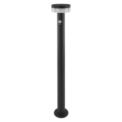 Emos ZGJ0F4S TERION LED kerti oszloplámpa, napelemes, szürkületérzékelő, 2Watt, 200lm, rozsdamentes acél, meleg fehér, 12.5 ×12.5 ×80cm, IP44, antracit
