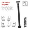 Emos ZGJ0F4S TERION LED kerti oszloplámpa, napelemes, szürkületérzékelő, 2Watt, 200lm, rozsdamentes acél, meleg fehér, 12.5 ×12.5 ×80cm, IP44, antracit