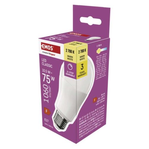 Emos ZL4206 75 W / 1 060 lm / meleg fehér / dimmelhető  LED izzó Classic A60 / E27 / 10,5 W 