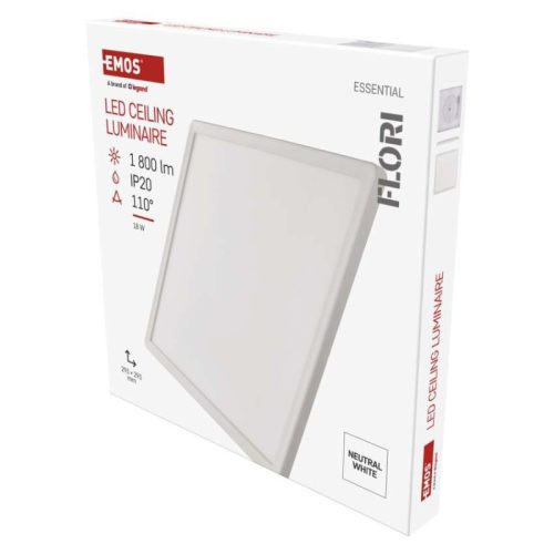 LED felületi lámpatest FLORI négyzet, fehér, 18W, semleges fehér (ZM1402)
