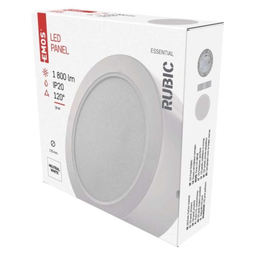 Emos ZM5442 RUBIC mennyezetre szerelhető LED lámpa, 18 W, 1500 lumen, 224mm, IP20, természetes fehér