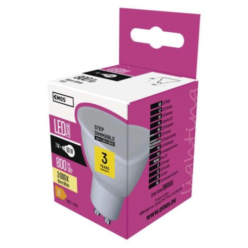 Emos ZQ8155S 60 W / 800 lm / meleg fehér / dimmelhető  LED izzó Classic MR16 / GU10 / 7 W 