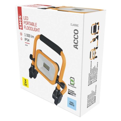 Emos ZS2812 ACCO Profi LED reflektor szerelőlámpa 10 W 1000 lm, IP54 hideg fehér