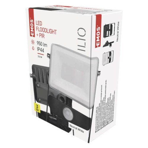 Emos ZS2910 Ilio LED reflektor 10.5W 950 lm, mozgásérzékelővel IP44, természetes fehér