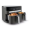 Tefal EY905B10 Dual Easy Fry & Grill forrólevegős sütő, dupla kosaras, 5.2 + 3.1lliter, 2700Watt, 8 program, fekete -inox
