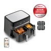 Tefal EY905B10 Dual Easy Fry & Grill forrólevegős sütő, dupla kosaras, 5.2 + 3.1lliter, 2700Watt, 8 program, fekete -inox