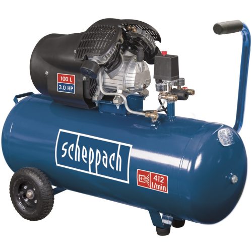 Scheppach HC 120 DC olajkenésű kompresszor, kéthengeres, 2200Watt, 10bar, 100literes tartály (5906120905)
