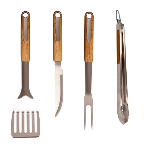 Riwall PRO RBBQ 4W SET 4-részes prémium rozsdamentes acél grilleszköz készlet 