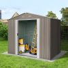 Riwall PRO RMSA 6x8 barna fém kerti tároló 2,4 x 1,7 m nyeregtetővel (SD-X0608-H170C-B)