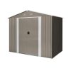 Riwall PRO RMSA 6x8 barna fém kerti tároló 2,4 x 1,7 m nyeregtetővel (SD-X0608-H170C-B)