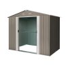 Riwall PRO RMSA 6x8 barna fém kerti tároló 2,4 x 1,7 m nyeregtetővel (SD-X0608-H170C-B)