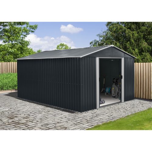 Riwall PRO RMSA 12x10fém kerti tároló 3 x 3,7 m nyeregtetővel (antracit)