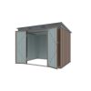 Riwall PRO RMSP 6x8 brown fém kerti tároló 2,4 x 1,8 m lapostetővel (SM-F68K-H158-B)