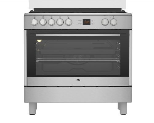 Beko GM-15321 DX kombinált tűzhely, 90cm széles, 115literes sütő, 4+1 gázégő, 7funkció, 2.9kW, inox
