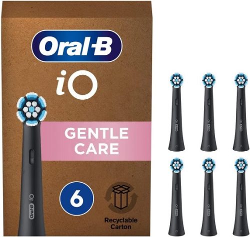 Oral-B iO Gentle Care elektromos fogkefe pótfej, 6 db-os, fekete (iORBSB-6)
