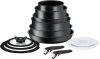 Tefal L3999953 Tefal Ingenio Black Stone edény és serpenyő készlet, üveg fedő, 13 részes, levehető nyél, indukciós, tapadásmentes bevonat