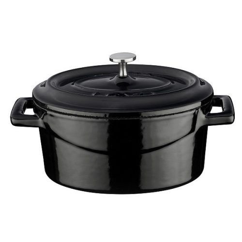 LAVA Mini öntöttvas lábos, fekete, ovális, 12cm, 0,42l + fedő