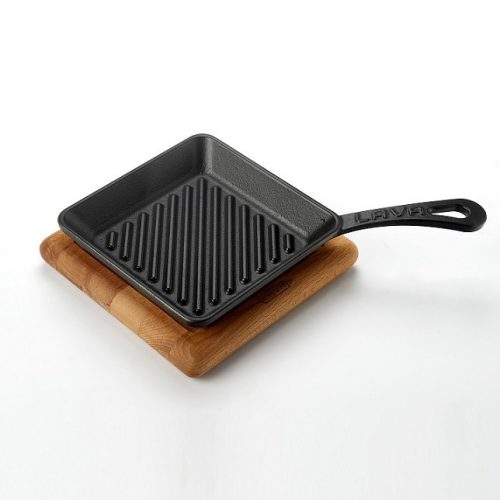LAVA Mini öntöttvas grill, fekete, 16x16cm