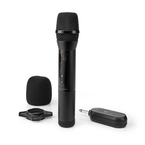 Nedis MPWL200BK Vezeték nélküli mikrofon szett, UHF, 20csatorna, 50méter hatótáv, elemes (4xAA), fekete
