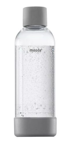 Mysoda prémium palack szódagéphez, 1 liter, acél kupa és talp, 1 db-os, ezüst (MSO-1PB10M-S)