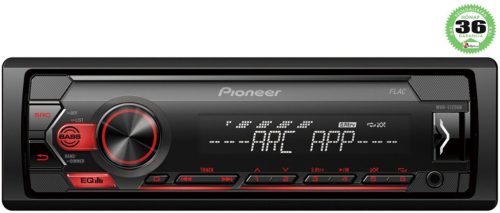 Pioneer MVH-S120UB USB/AUX Mechanika nélküli fejegység, DIN 1, piros