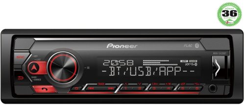 Pioneer MVH-S420BT mechanika nélküli autóhifi fejegység, BT, USB/AUX, piros