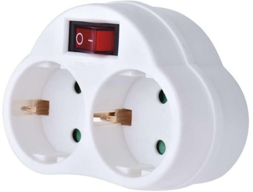 EMOS P0063 kapcsolható fali elosztó, 2 földelt aljzat, IP20, max.250V/16A, fehér