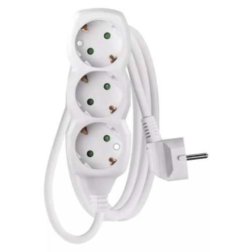 Emos P0321R hálózati elosztó, 3földelt aljzat, 1.5méter, 3x1.5mm2, max.250V/16A, gyerekzár, fehér