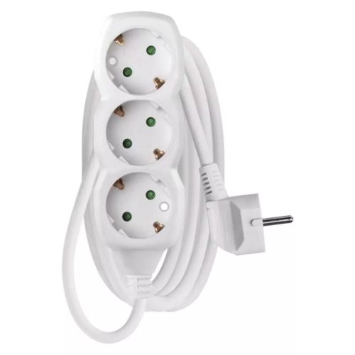 Emos P0322 hálózati elosztó, 3 aljzat, 2méter, 3x1mm2, max.250V/16A, IP20, gyerekzár, fehér