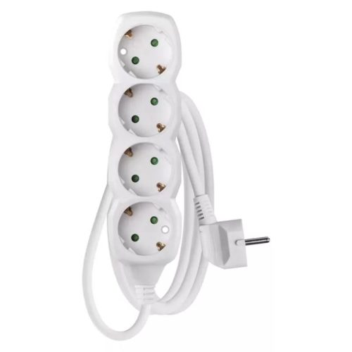 Emos P0421 hálózati elosztó, 4 aljzat, 1,5méter, 3x1mm2, max.250V/16A, IP20, gyerekzár, fehér