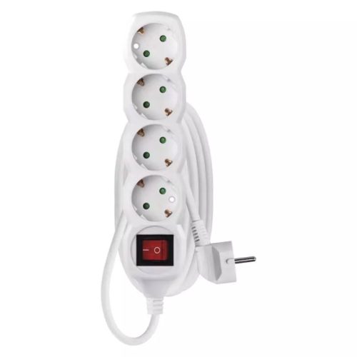 Emos P1422 hálózati elosztó, kapcsolós, 4 aljzat, 2méter, 3x1mm2, 250V, 16A