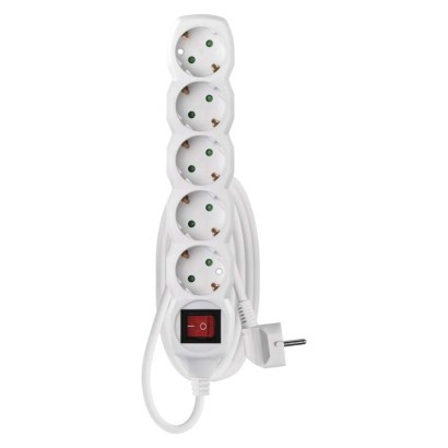 Emos P1521 hálózati elosztó, kapcsolós, 5 földelt aljzat, 1.4méter, 3x1mm2, max.250V/16A, gyerekzár, fehér