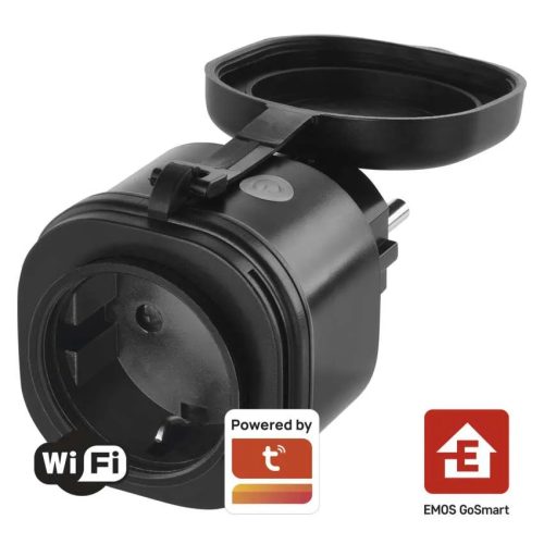 Emos P5532 Gosmart okos kültéri konnektor, 16A, 3680W, IP44, Wi-Fi, (IP-3006S), fekete