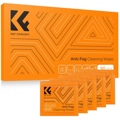 K&F Concept objektív/szemüvegtisztító kendő, párásodás-gátló, előre nedvesítve 50 db