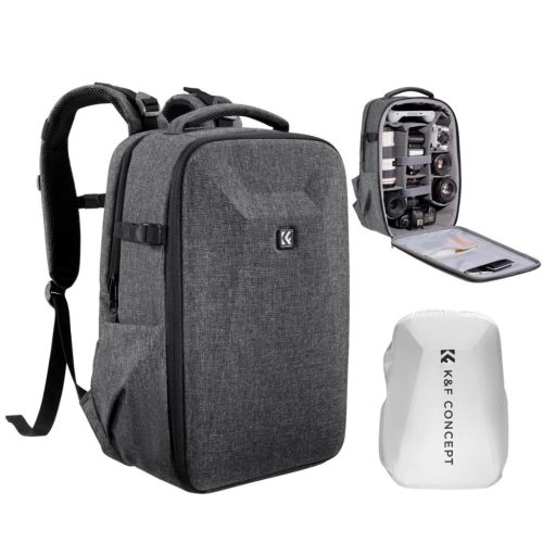 K&F Concept hardshell professzionális kamera hátizsák, 22L, 15.6 laptop zseb, szürke