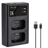 K&F Concept hordozható dupla BC-TRW akkumulátor töltő, USB-C, 2db FW50 akkumulátorhoz