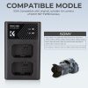 K&F Concept hordozható dupla BC-TRW akkumulátor töltő, USB-C, 2db FW50 akkumulátorhoz