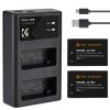 K&F Concept hordozható dupla USB-C akkumulátor LC-E17 töltő + 2db LP-E17 akkumulátor 1250mAh