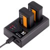 K&F Concept hordozható dupla USB-C akkumulátor BC-TRW töltő + 2db FW50 akkumulátor 1100mAh