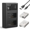 K&F Concept hordozható dupla USB-C akkumulátor LC-E12E töltő + 2db LP-E8 akkumulátor 1250mAh