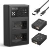 K&F Concept hordozható dupla USB-C akkumulátor BC-W126 töltő + 2db NP-W126 akkumulátor 1300mAh